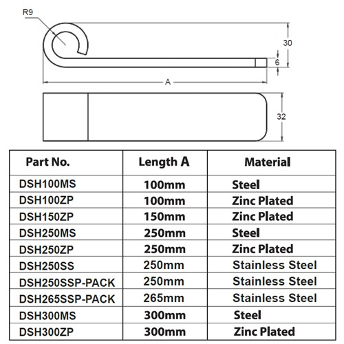 DROP SIDE HINGE 100MM LONG MS